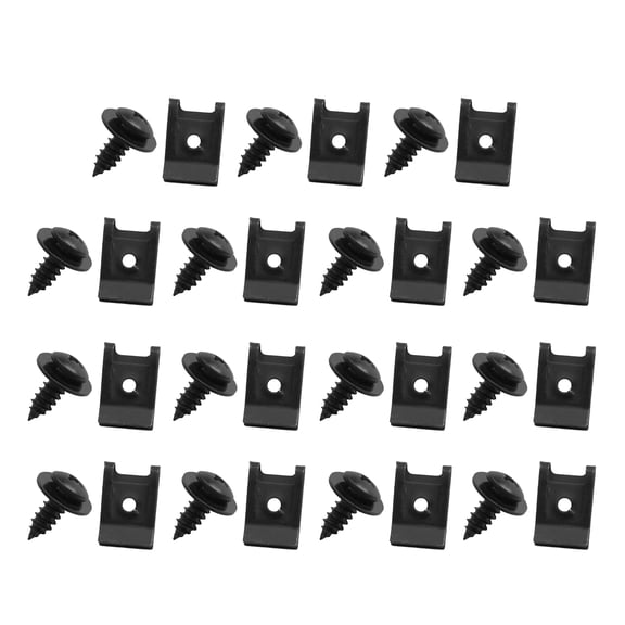 Unique Bargains 15pcs Black Spring Metal U-type Clips with Screws for Car Fender Panel