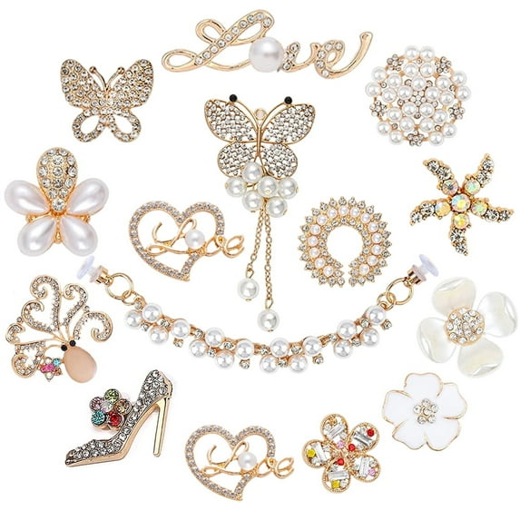 15pcs Bling Jewelry Shoes Charms for Sandals, Shoe Decoration with Accessories for Women