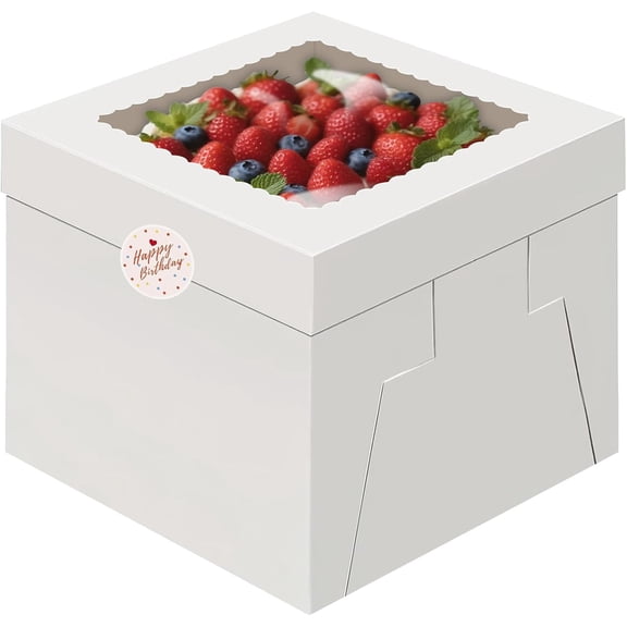 15pcs Cake Boxes,10x10x8 Inch Tall Cake Box with Window,White Bakery Boxes,Large Cookie Boxes,Bakery Boxes with Stickers ,Treat Boxes for Cake,Macaroon,Donuts, Pies, Cookies, Wedding, Birthday, Party