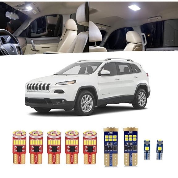 15pcs For Cherokee Interior LED Lights Kit Super Bright LED Replacement Bulbs for Jeep Cherokee 2014 2015 2016 2017 2018 2019 2020 (Not fits for Jeep Grand Cherokee)