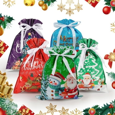 15pcs Christmas Drawstrings Gift Bags 2024 New Christmas Gift Bags Assorted Sizes Christmas Wrapping Bags Multipack Holiday Drawstring Gift Bags Multicolor Xmas
