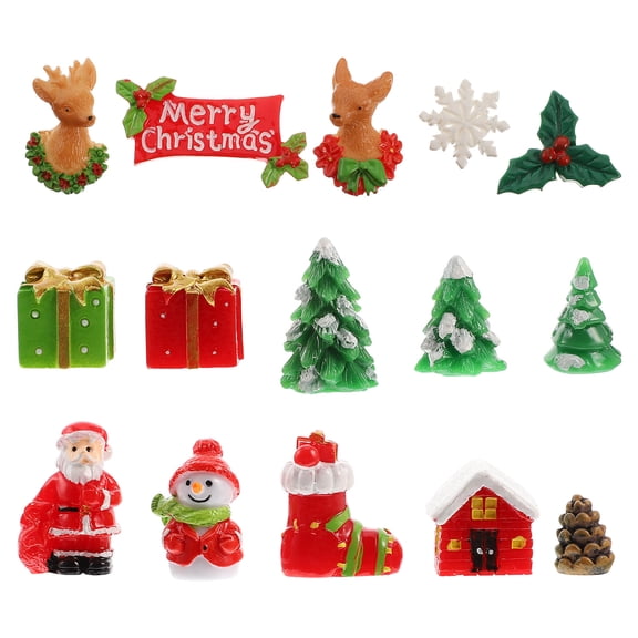 15pcs Christmas Resin Ornament Creative Desktop Adornment Christmas Party Decor