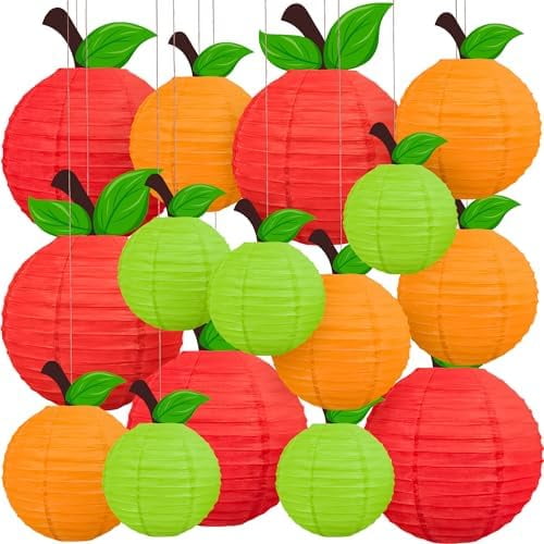 15pcs Classroom Decor Apple-Shaped Paper Lanterns Back to School Decorations Hanging for First Day of School Teacher Aappreciate Week Fall Fruit Themed Party Home Decoration$$Tools & Hardware Other