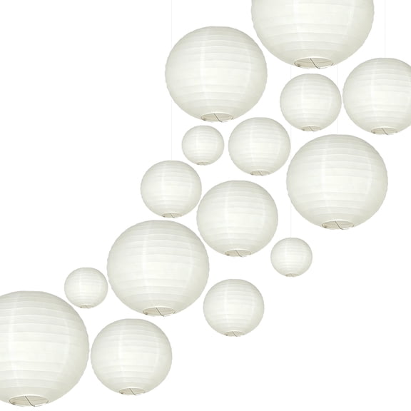 15pcs Cream Paper Lanterns Party Decorations for Birthday Baby Shower,Hanging Round Paper Lantern for Wedding Bridal Shower Party Home Classroom Decor