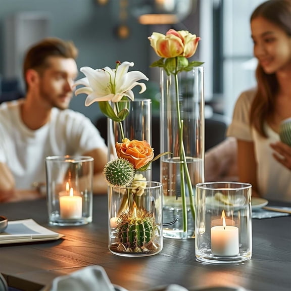 15pcs Cylinder Vases for Centerpieces Small Flower Glass Vases Clear Vase Home Dr Centerpiece Table Flower Vase Drations for Wedding DrationHoliday Mixed Sizes Tall