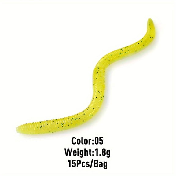 15pcs Earthworm Soft Bait 1.8g 2.8g 96mm 120mm Artificial Slow-Sinking Fishing Lure, Sea Worm Earthworm Soft Bait