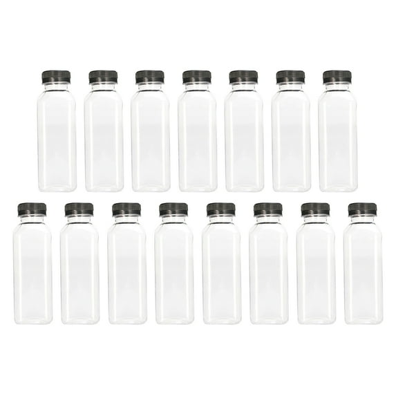 15pcs Plastic Juice Bottles with Lids, Empty Beverage Containers for Juice, , Water, and Drinks Storage