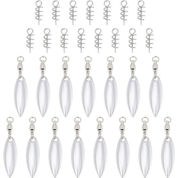 15pcs Fishing Lures Willow or Colorado Blade Stainless Steel Color Spinner Blades Bearing Swivels Tail Spinner Spinnerbait Lure Making Supplies Bass Lures with 15pcs Fishing Spring Pins