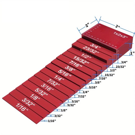 15pcs Gauge Block Set, Aluminum Height Gauge Block, Setup Bars Portable Testing Gauge Block, Measuring Tool ,Easy to Setup