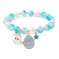 thumbnail image 1 of 15pcs Glass Round Beaded Stretch Bracelet Heart & Egg & Rabbit Alloy Enamel Charms Easter Theme Bracelet for Women Deep Sky Blue Inner Diameter: 2-3/8 inch(5.9cm), 1 of 4