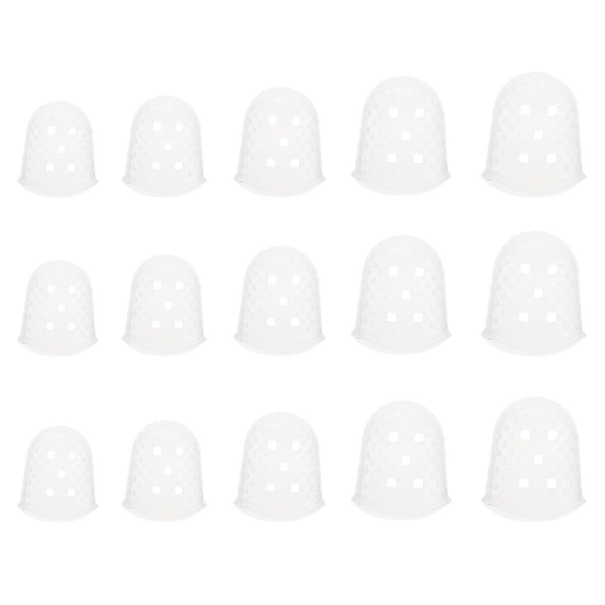 15pcs Guitar Fingertip Protectors Silicone Finger Guards for Ukulele Electric Guitar 5 Sizes (Transparent Color)
