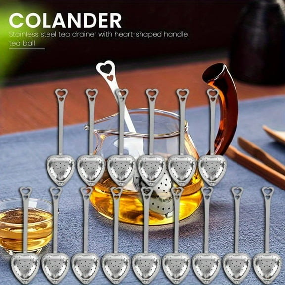 15pcs Heart Shape Tea Infuser For Loose Leaf Tea Steeper, Rust-resistant Stainless Steel Diffusers With Sturdy Clasp Great For Parties & Gifting
