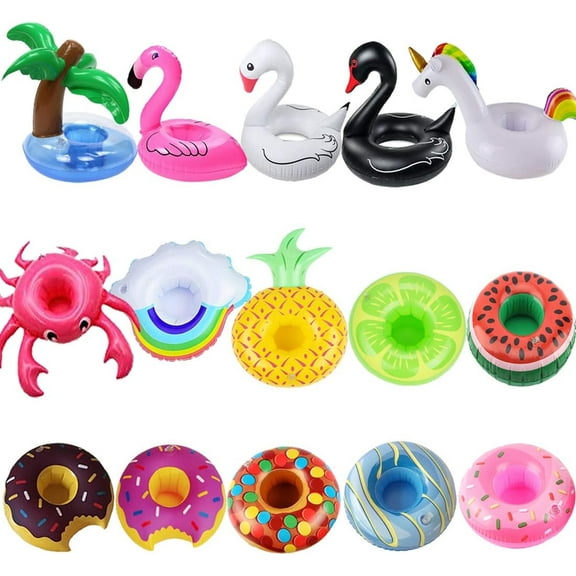 Natonhi 15pcs Inflatable Drink Holder Drink Floats Inflatable Cup Holders Flamingo Coasters for Swimming Pool Party