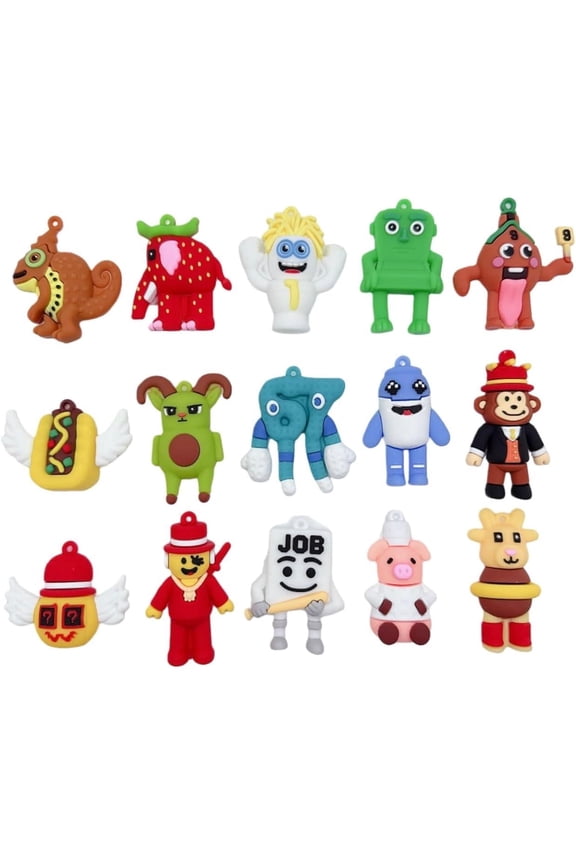 15-Pack Meme Figure Keychain Set, Brainrot 67 & Tung Tung Sahur 2.5-Inch Collectible Dolls, Meme Shark Edition