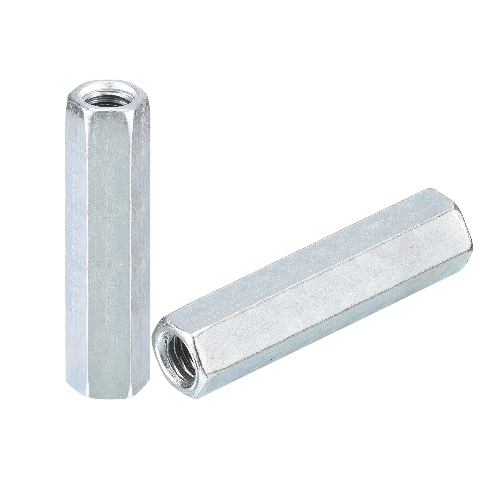 15pcs M8x12x50mm Coupling Nuts - Galvanized Carbon Steel Hex Threaded Rod Coupler for Furniture, Electronic, Industrial
