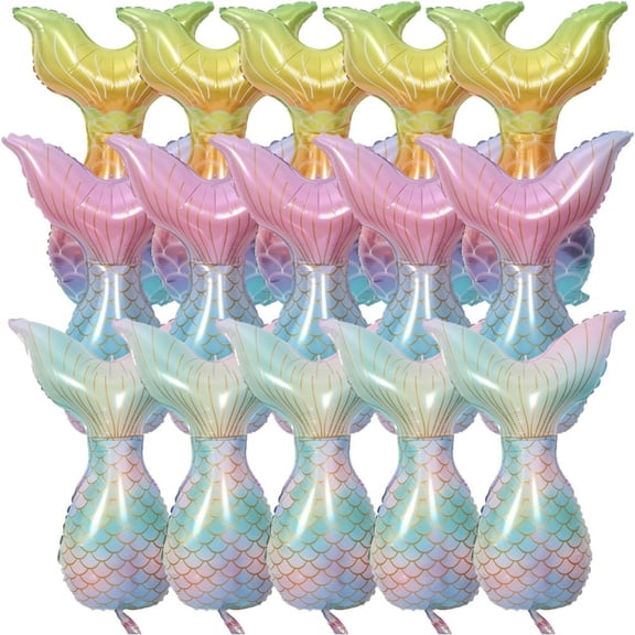 15pcs Mermaid Ballon Mermaid Tail Balloon Shell Foil Balloon Under The Sea Themed Mermaid Party Favor Birthday Decors