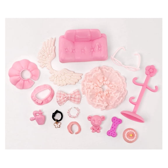 15pcs Miniature Accessories Set for Lps Little Pet Cat Dog Figure Toys,Include Clothes Collar Glasses Wing Sofa and More