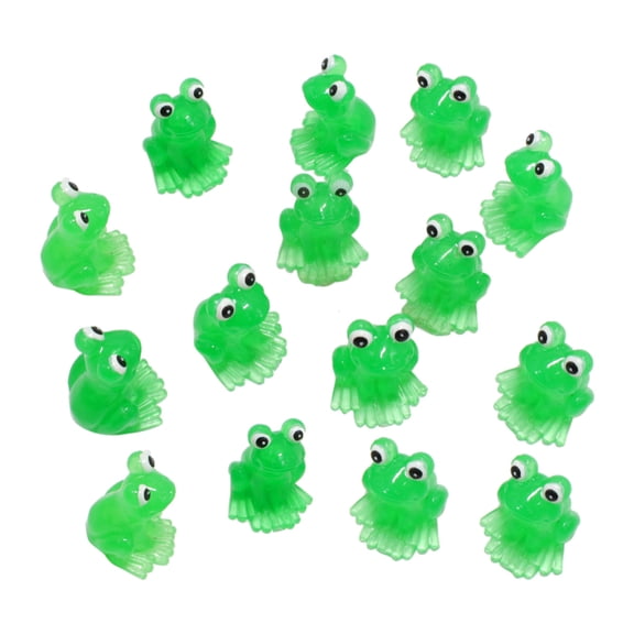 15pcs Miniature Frogs with Glowing Effect Green Resins Glow in Dark Frogs Figurines Figures for Garden Landscape Decors