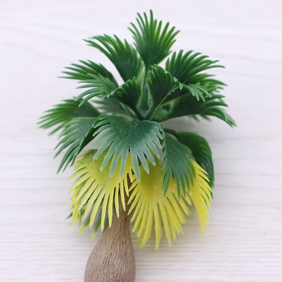 GAXIRE Mini Model Palm Tree Plastic Green 15Pcs 3.5in