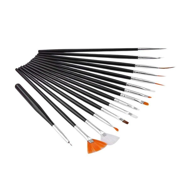 15pcs Nail Art Design Painting Drawing Dotting Pen Brush DIY Tool Set (Black)