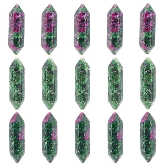 15pcs Natural Quartz 6x22mm Natural in Zoisite Pointed Beads Double Terminated Points Wands No Hole Gemstone Point Decor
