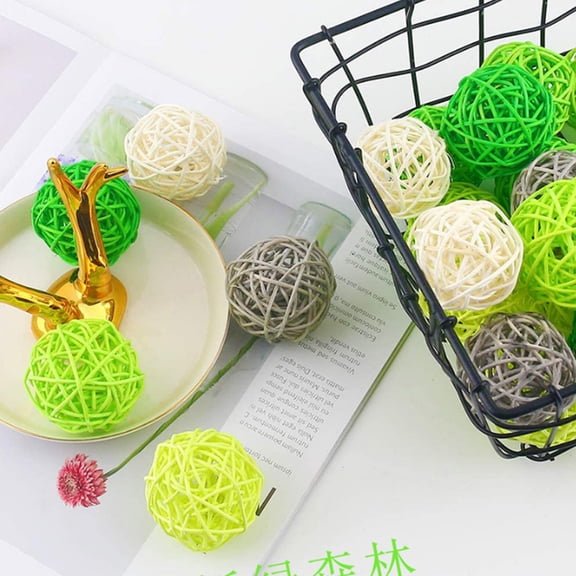 15pcs Natural Rattan Wicker Balls, Easter Toys, Decorative Orbs for Home, Coffee Table Centerpiece, Wedding Party Decor, Bowl Vase Filler, Farmhouse Accents for Living Room Decor, C