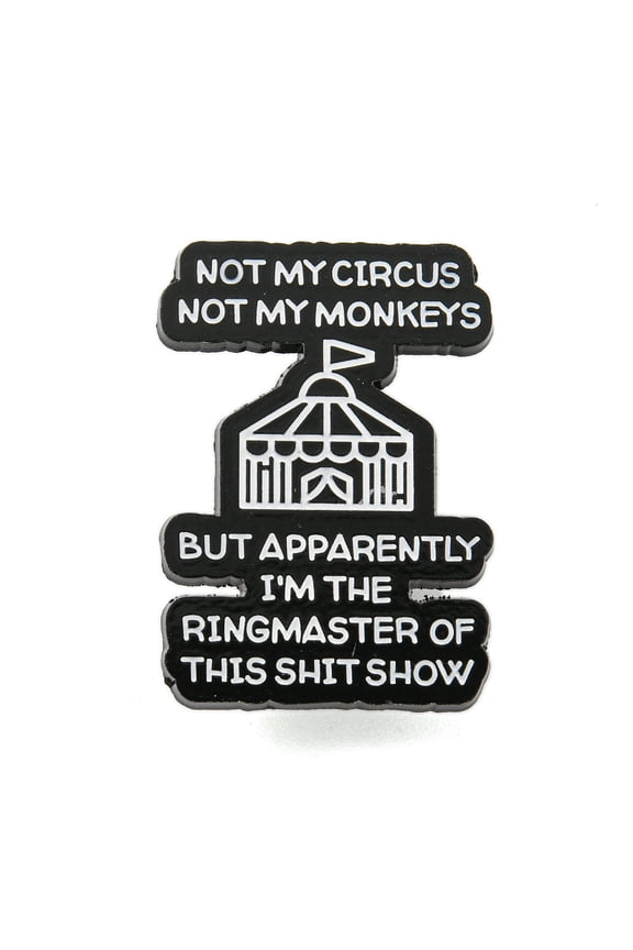 15pcs Not My Circus Not My Monkeys Alloy Badges Word Enamel Pins for Suit Shirt Collar Black Black 30x21.5x1.5mm