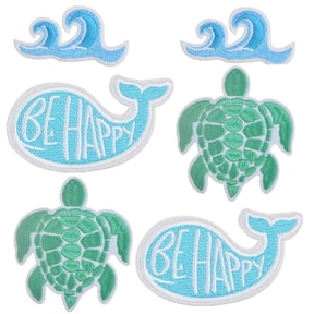 15pcs Ocean Wave Embroidered Patches Sea Animal Turtle Dolphins Iron on Patches Embroidery Patch Applique Craft  for DIY Clothing Jeans Backpacks Hats Decorations