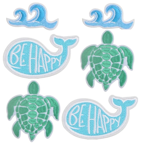15pcs Ocean Wave Embroidered Patches Sea Animal Turtle Dolphins Iron on Patches Embroidery Patch Applique Craft for DIY Clothing Jeans Backpacks Hats Decorations