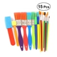 thumbnail image 1 of Durable 15pcs Paint Brush Set for Kids with Bright Assorted Color Handles Easy to Clean and Reuse, 1 of 7