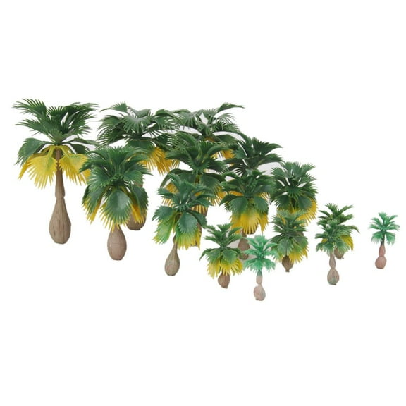 15pcs Palm Model Tree, Rainforest Greenery Building Miniature Landscape Wargame Scenery Diorama Supplies