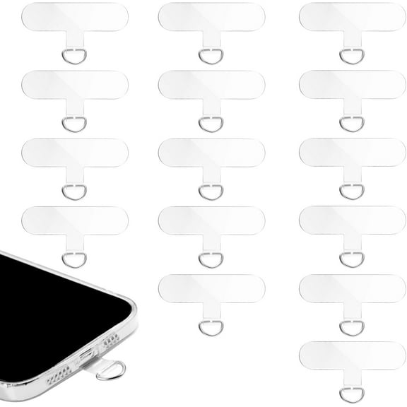15pcs Phone Tether Tab Universal Phone Lanyard Tab With Metal Ring Phone Charm Hook Case Lanyard Tab For Cell Phone Safety Transparent Lanyard Non Adhesive Phone Case Tether