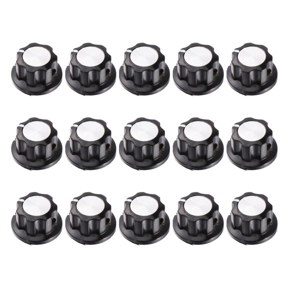 15pcs Potentiometer Knob Kit Rotary Switch Knobs Caps Kit Knurled Shaft Bakelite Knob Control Knob Compatible for Hole 6