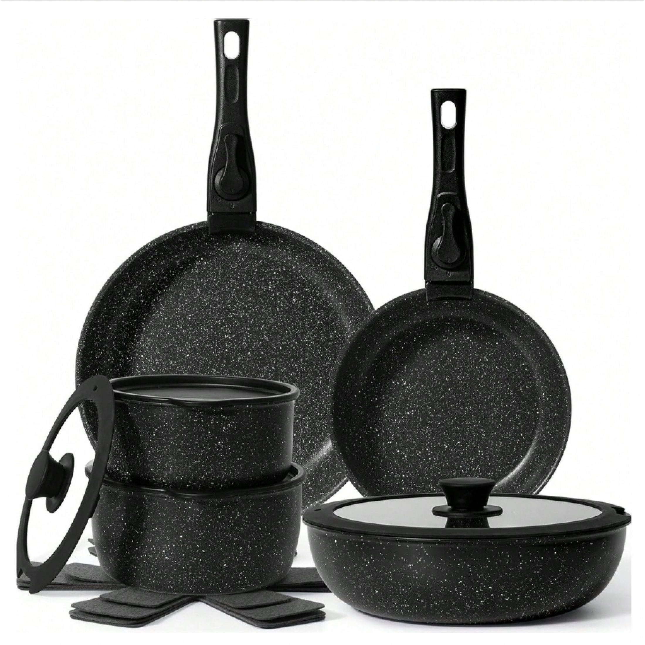 15pcs Pots And Pans Set, Nonstick Kitchen Cookware Set With Removable Handle, Healthy Non StickCookware Set Detachable Handle