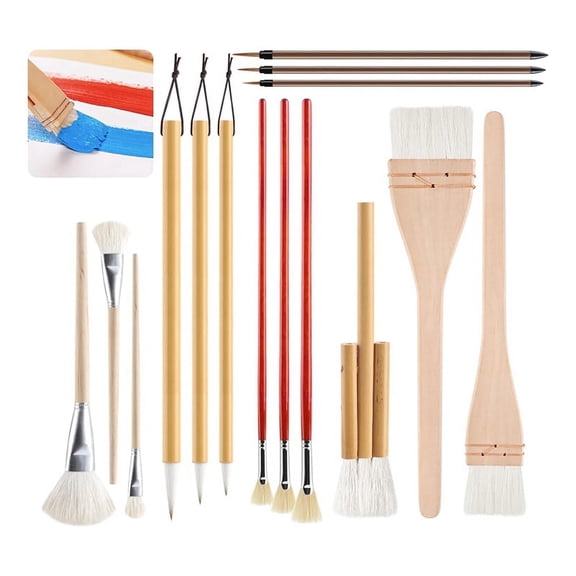 15pcs Pottery Glaze Brushes Paint Brushes Set - Ceramic Brushes Painting Tools, for Acrylic Painting Wate