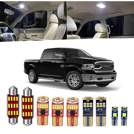 15pcs RAM 1500 Interior LED Lights Kit for 2009 2010 2011 2012 2013 2014 2015 2016 2017 2018 Dodge Ram 1500 2500 3500 LED Map Dome Light + License Plate Lights and Install Tool