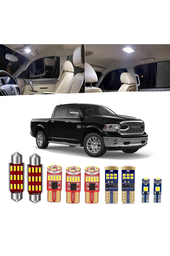 15pcs RAM 1500 Interior LED Lights Kit for 2009 2010 2011 2012 2013 2014 2015 2016 2017 2018 Dodge Ram 1500 2500 3500 LED Map Dome Light + License Plate Lights and Install Tool