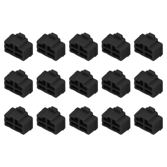 15pcs RJ45 Port Duct Covers Caps Plugs Protector for Laptop PC Ethernet RJ45 Female Plug, Black