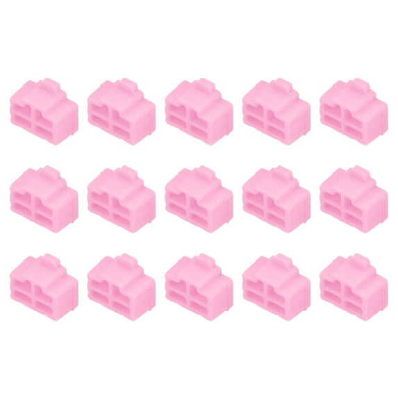 15pcs RJ45 Port Duct Covers Caps Plugs Protector for Laptop PC Ethernet RJ45 Female Plug, Pink