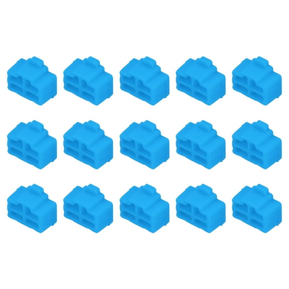 15pcs RJ45 Port Duct Covers Caps Plugs Protector for Laptop PC Ethernet RJ45 Female Plug, Sky Blue