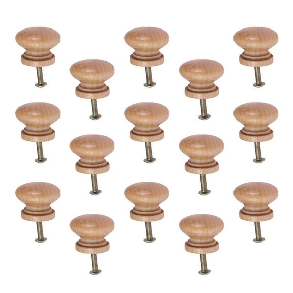 15pcs Round Wooden Drawer Knobs Mushroom Shape Unfinished Cabinet Pulls Handles Furniture Knobs for Drawer Cabinet dresser