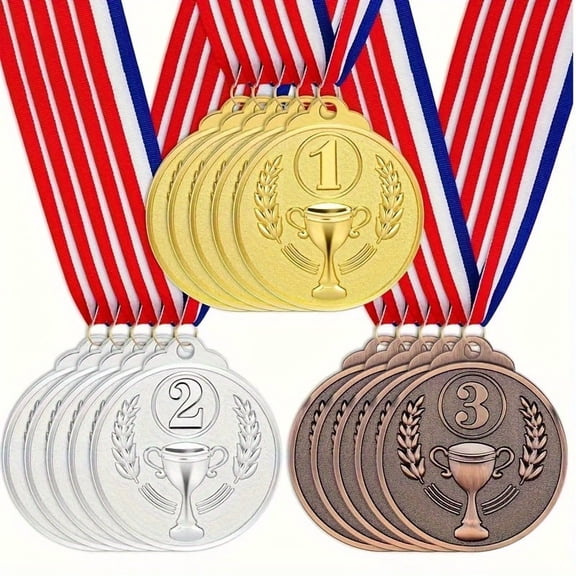 15pcs Set Golden, Silver, And Bronze Number Medals 123 Place Award Zinc Alloy Medals Competition-Specific Medals
