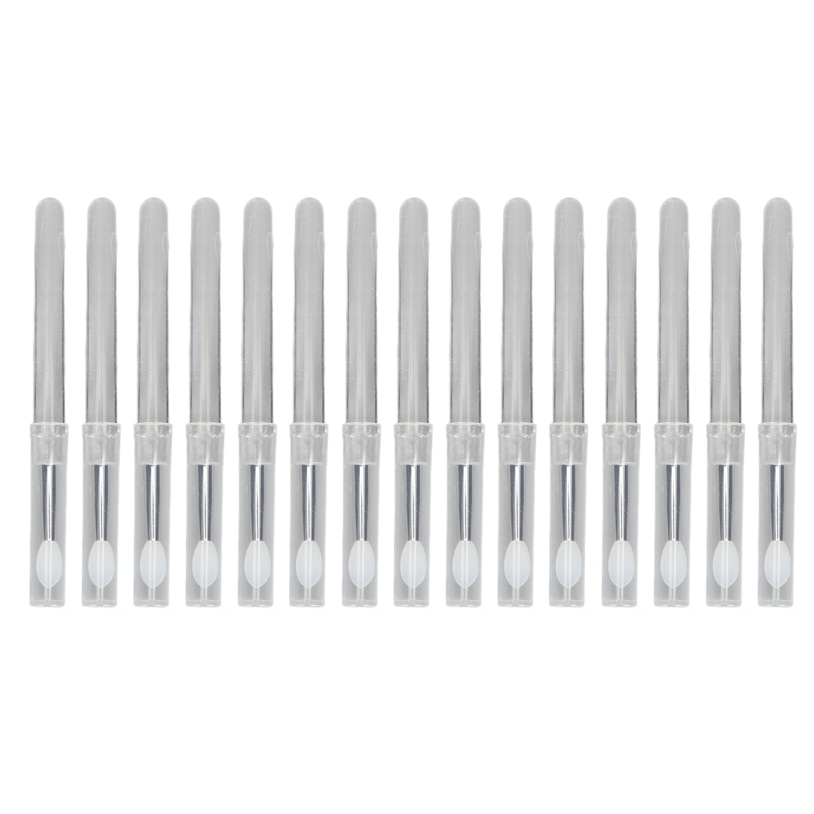 15pcs Silicone Lip Brush with Transparent Handle Dustproof Lid Reusable Lipstick Brush