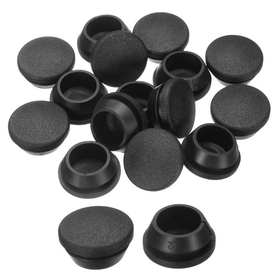 15pcs Silicone Rubber Hole Plugs, Arc Round Bottle Hole Stoppers for 22-23mm Inner Snap in Type Locking Plug Cover for Furniture Accessory, Black