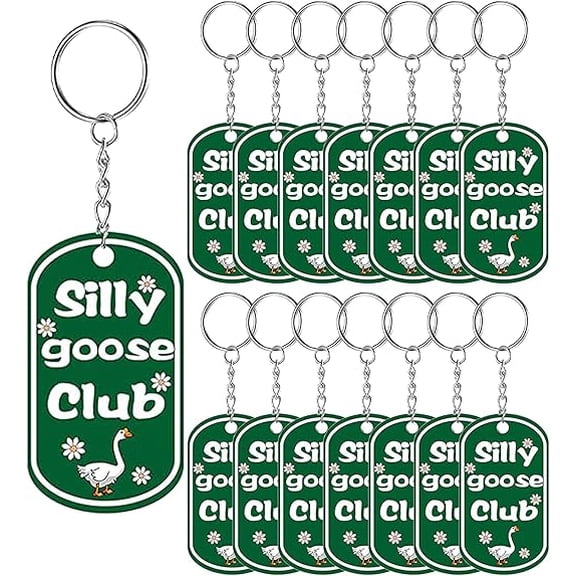 15pcs Silly Goose Keychains Funny Silly Keychain - Silly Gag Keychain Novelty Key Chain Silly Goose Club Backpack Sarcastic Sayings Accessories