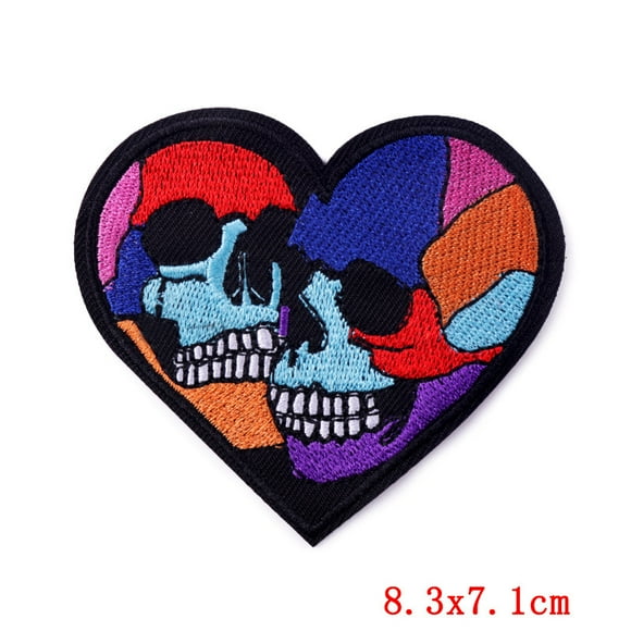 15pcs Skull Theme Computerized Embroidery Cloth Iron on/Sew on Patches Costume Accessories Colorful 71x78~80mm