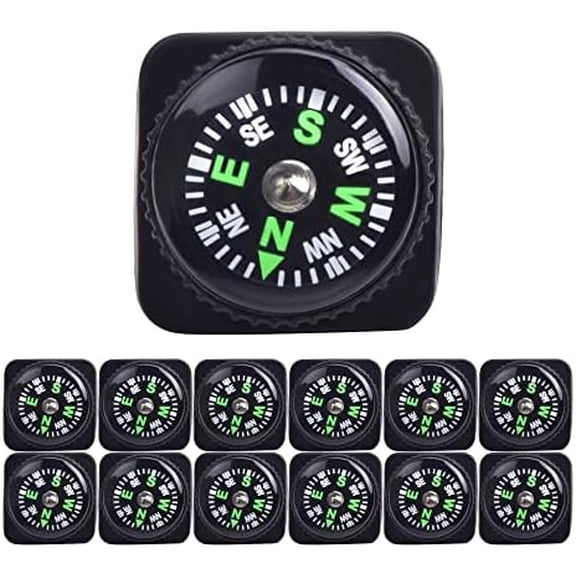 15pcs Slip-On Wrist Compass Hard Shell Liquid Filled Mini Small Button Compass Paracord Bracelet for Outdoor Hiking Survival Wrist Watch Band 3/4" (20mm)