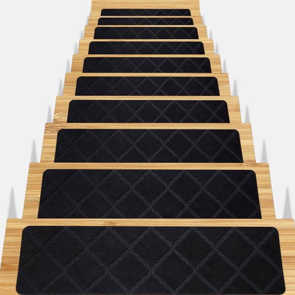 15pcs Stair Treads for Wooden Steps - 8x30in Carpet Stairs Runner Indoor Non-Slip Stair Mats for Kids Elders and Pets