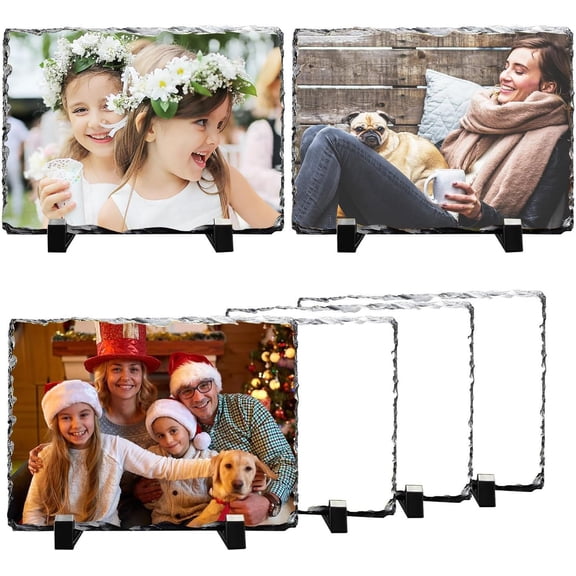 15pcs Sublimation Blank Slate Rock Photo Plaque Frame Custom Stone Slate Picture Frame 7.87in x 11.8in Matte Finish Photo Slate for Heat Press Transfer Printing DIY Personalized Gift