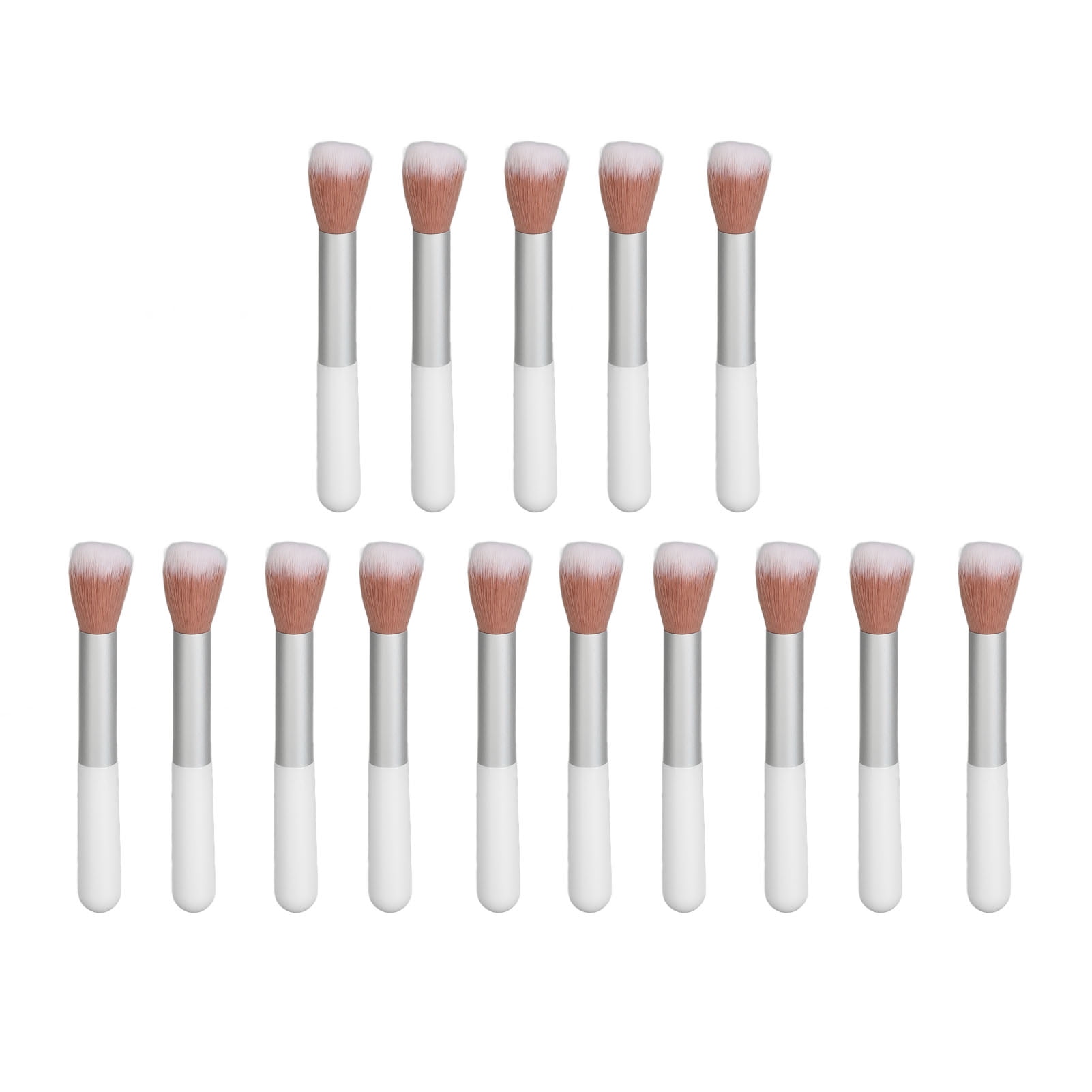 15pcs Tapered Blush Brush Ergonomic Rounded Handle High Density Cheek